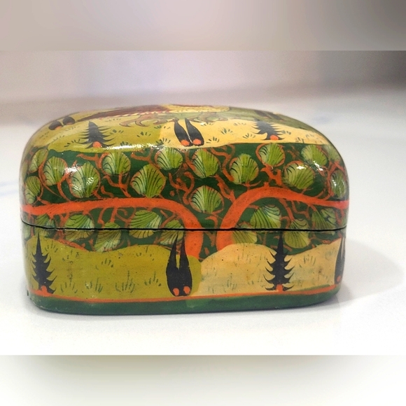 Vtg | Handmade| Kashmir| Lacquered Trinket Box - Picture 16 of 16